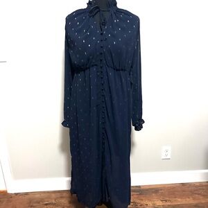 Bardot Navy Long Sleeve maxi Dress size 8